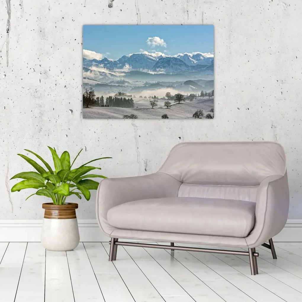 Tablou cu munții înzăpeziți (70x50 cm), în 40 de alte dimensiuni noi