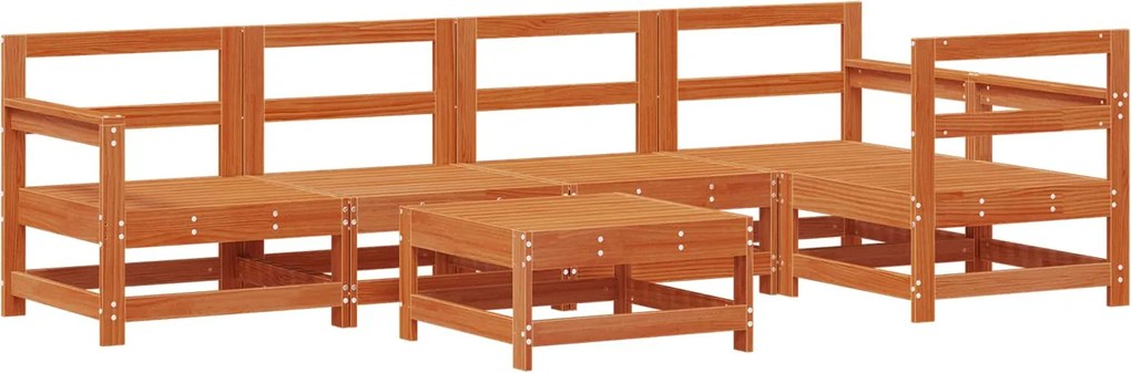 vidaXL Set de lounge pentru grădină 6 pcs Maro Ceară Lemn masiv de pin