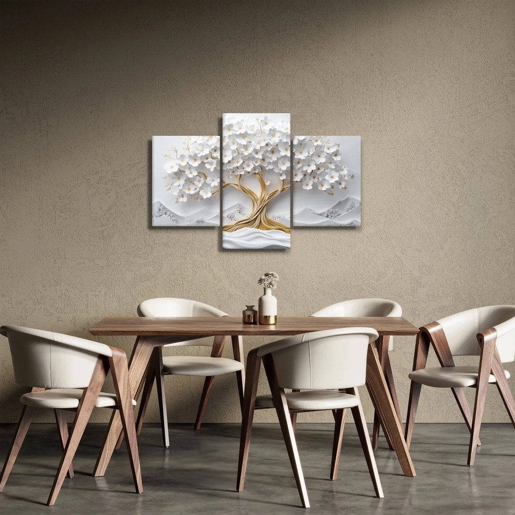 Tablou – Arborele vieții 3D plin de flori (90x60 cm)