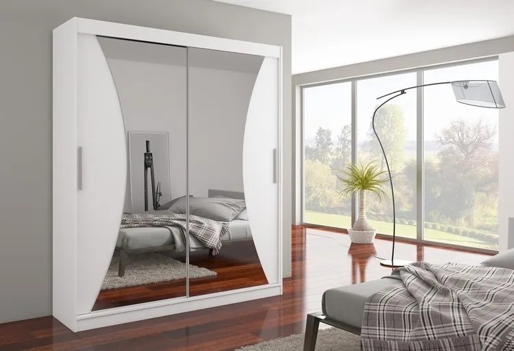 Dulap cu usi glisante si oglinda 180x215 cm, Charlotte, ADRK Furniture (Culoare: Trufă)