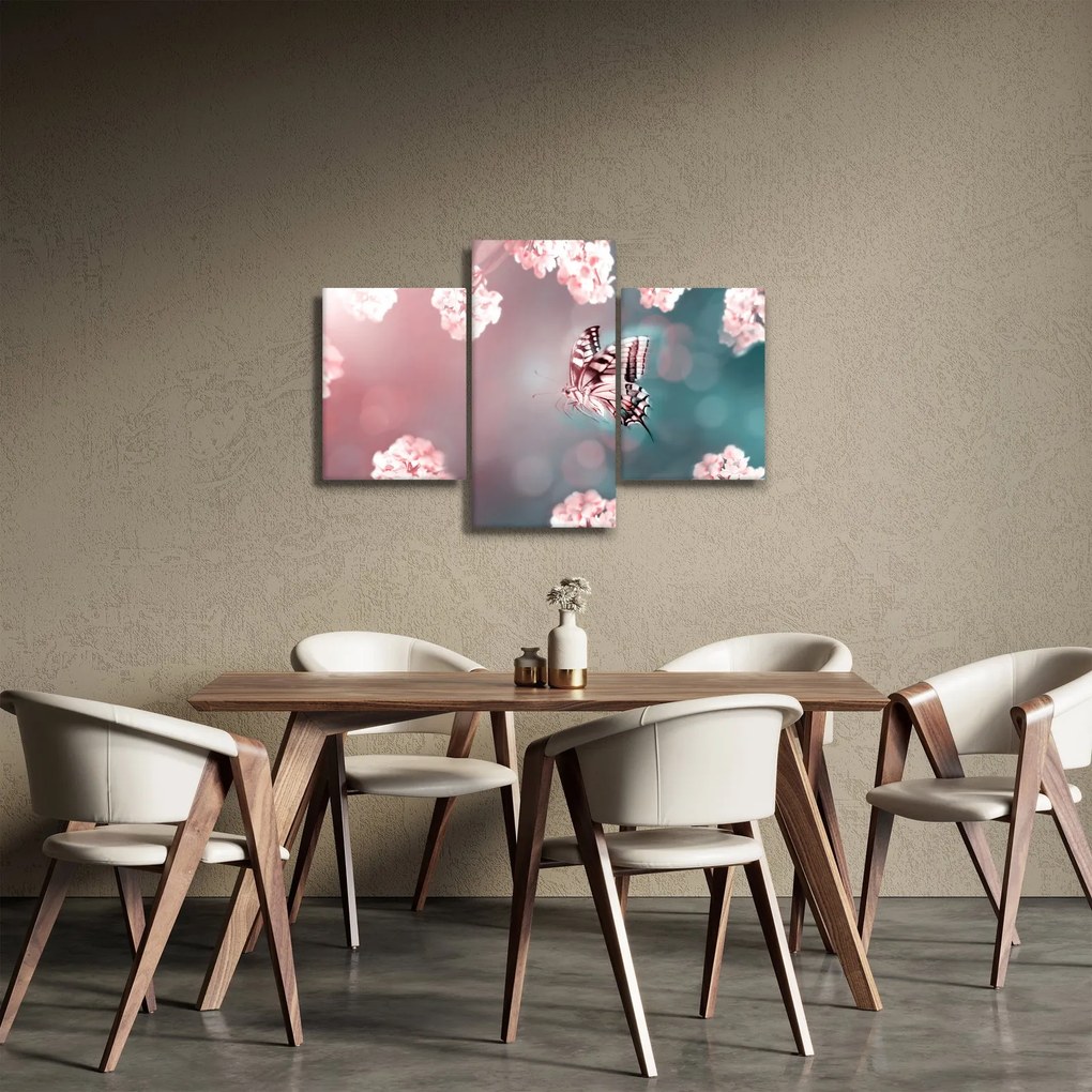Tablou - Fluture între flori (90x60 cm)