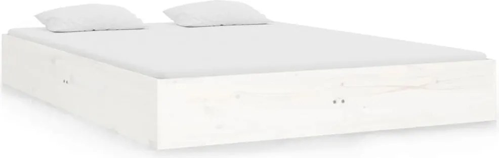 vidaXL Cadru de pat mic dublu, alb, 120x190 cm, lemn masiv