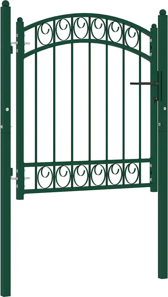 vidaXL Poartă de gard Emmen cu vârf arcuit, oțel, verde, 100x86 cm