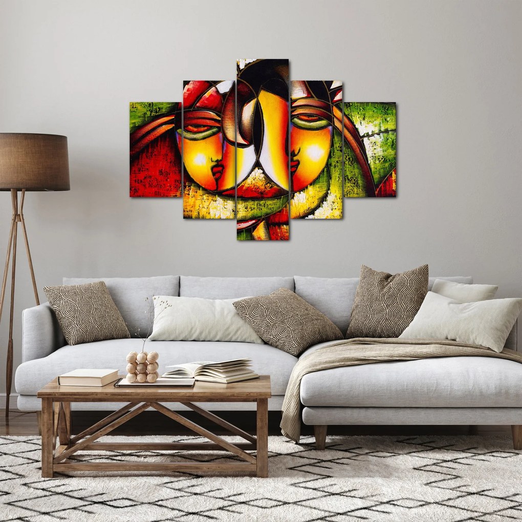 Tablou - Pictură în ulei, chipuri abstracte (150x105 cm)