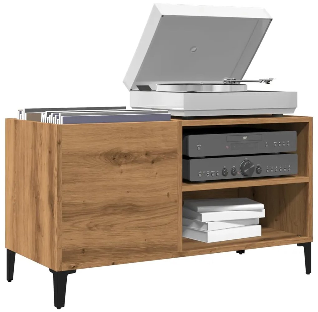 vidaXL Dulap discuri stejar artizanal, 84,5x38x48 cm, lemn prelucrat