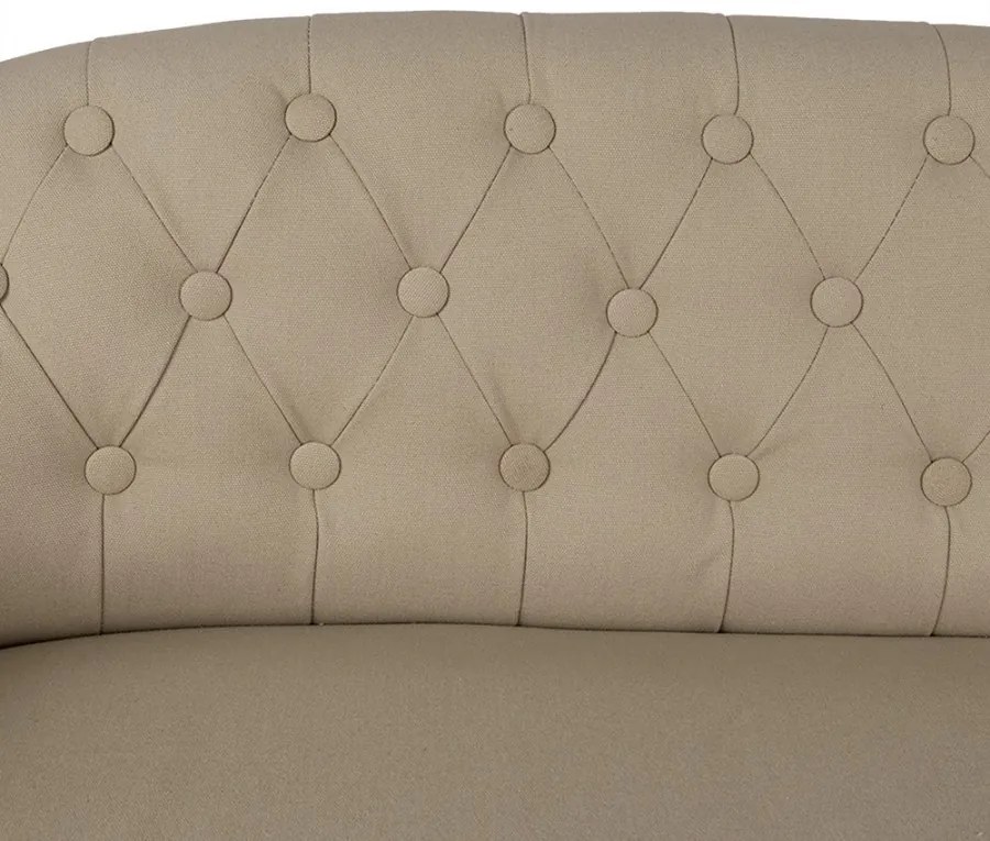 Banchetă shabby chic 2 locuri, cu spătar, bej, stofa, 104x55x70 cm