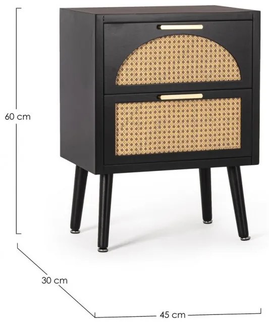 Dulap cu doua sertare, negru, 45x30x60 cm, Josine, Yes