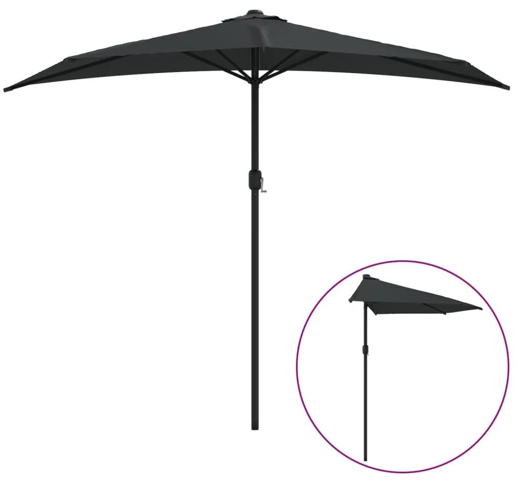 Umbrela de balcon tija aluminiu negru 270x135x245cm semicerc Negru