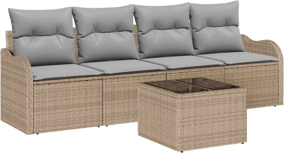 vidaXL Set de canapele pentru grădină Bej poliratan