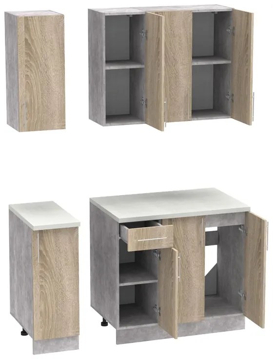 Set mobila bucatarie 4 buc Festa II Pako World Sonoma 120x60x85 cm