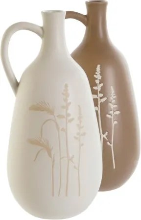 Set 2 vaze ceramice în formă de ulcior cu motive botanice, 15×14×30 cm, „Hierba"