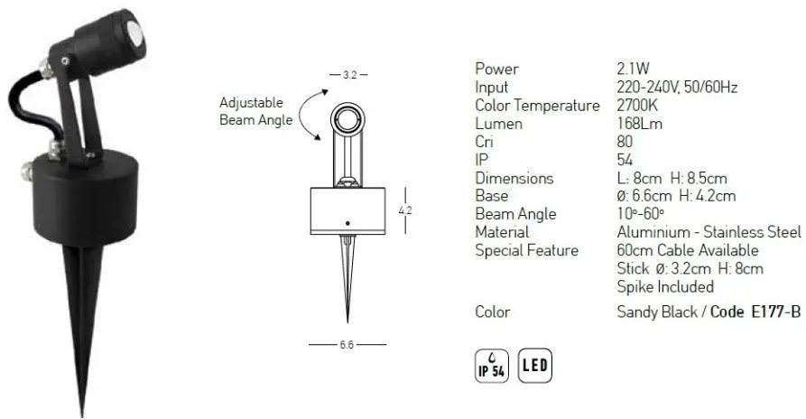Proiector LED cu tarus iluminat exterior decorativ IP54 Erik