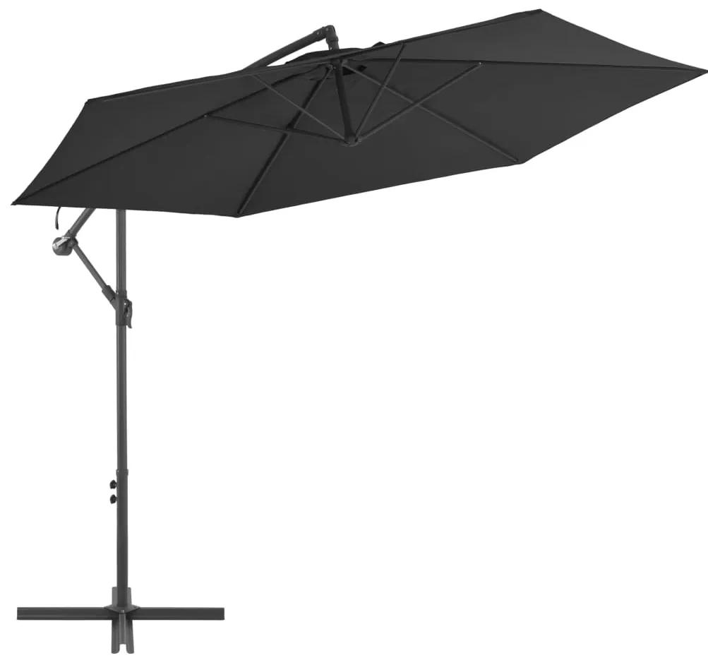 Umbrela suspendata cu stalp din aluminiu, negru, 300 cm