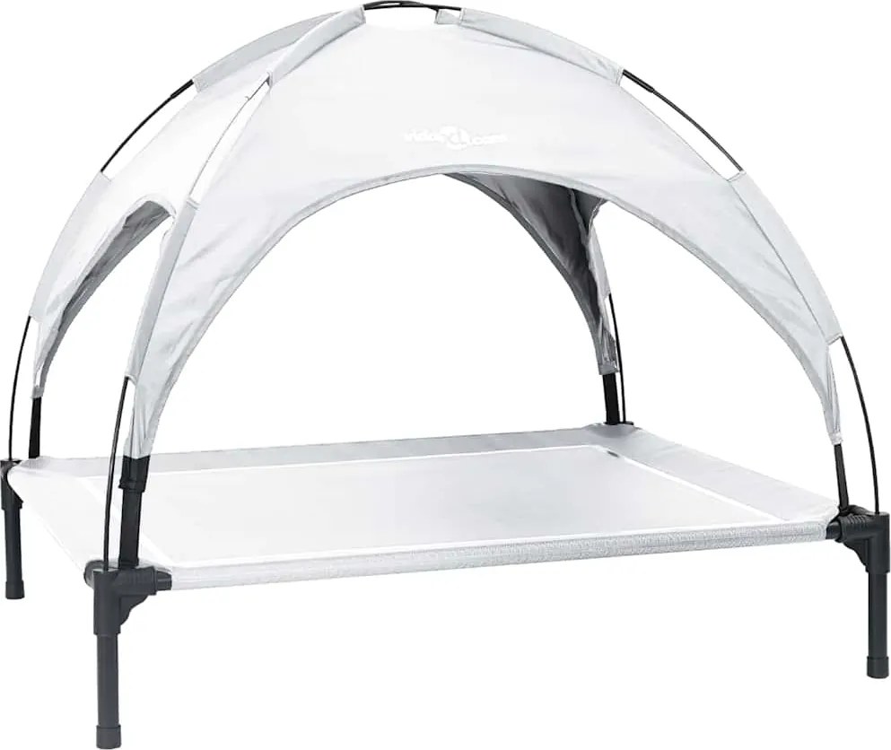 vidaXL Pat pentru câini Manual Gri argintie 104 x 86 x 84,5 cm Oțel