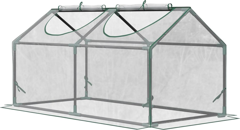 Outsunny Mini Sera de Gradina sera pentru plante cu 2 Ferestre Rulou si Copertina PVC Anti-UV, Transparenta | Aosom Romania