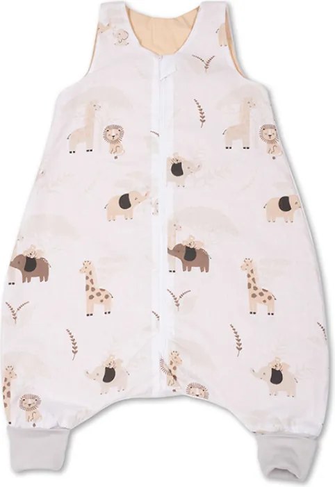 Sac de dormit de vara cu picioare 6-18 luni Kidizi Safari Beige 0.5 tog, mansete transformabile in soseta