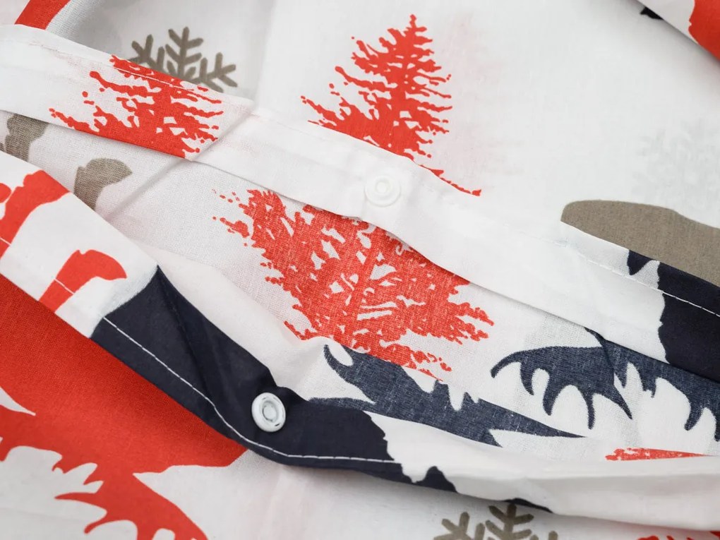 Lenjerie de pat din bumbac CHRISTMAS MOOSE alb Dimensiune lenjerie de pat: 2 buc 70 x 90 cm | 200 x 220 cm