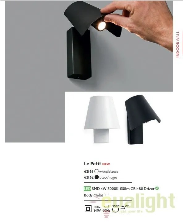 Aplica perete LED stil modern minimalist LE PETIT neagra 62162
