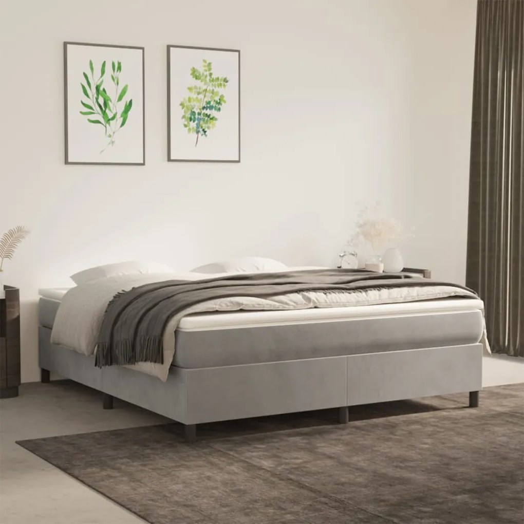 3121126 vidaXL Cadru de pat box spring, gri deschis, 160x200 cm, catifea