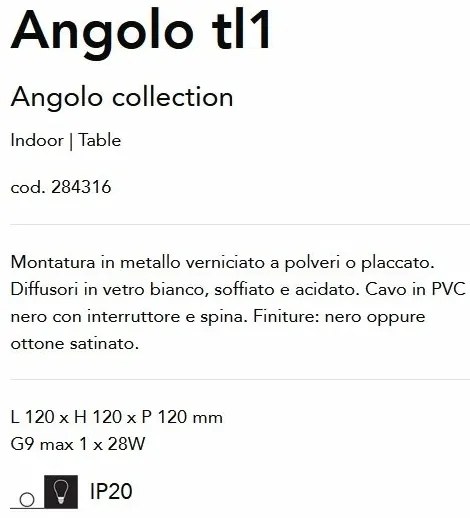 Lampa de masa design minimalist Angolo tl1 negru
