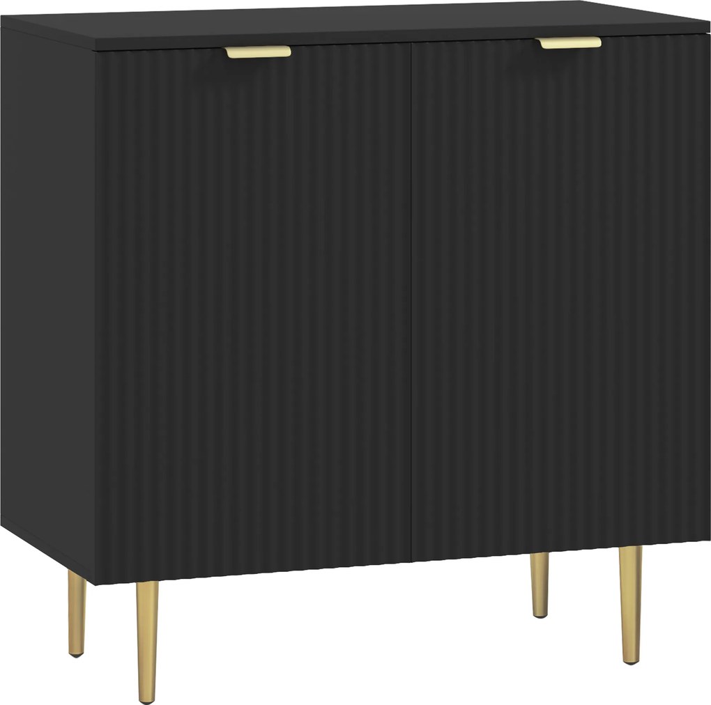 HOMCOM Bufet modern cu 2 uși și raft reglabil, mobilier tip bufet pentru bucătărie și living, cu picioare metalice, negru | Aosom Romania