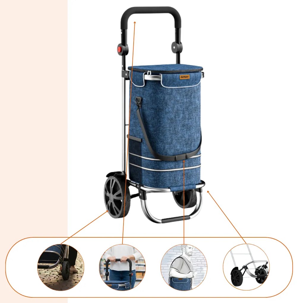 Geantă de cumpărături pe roți EASY, 50L, albastru Jurhan