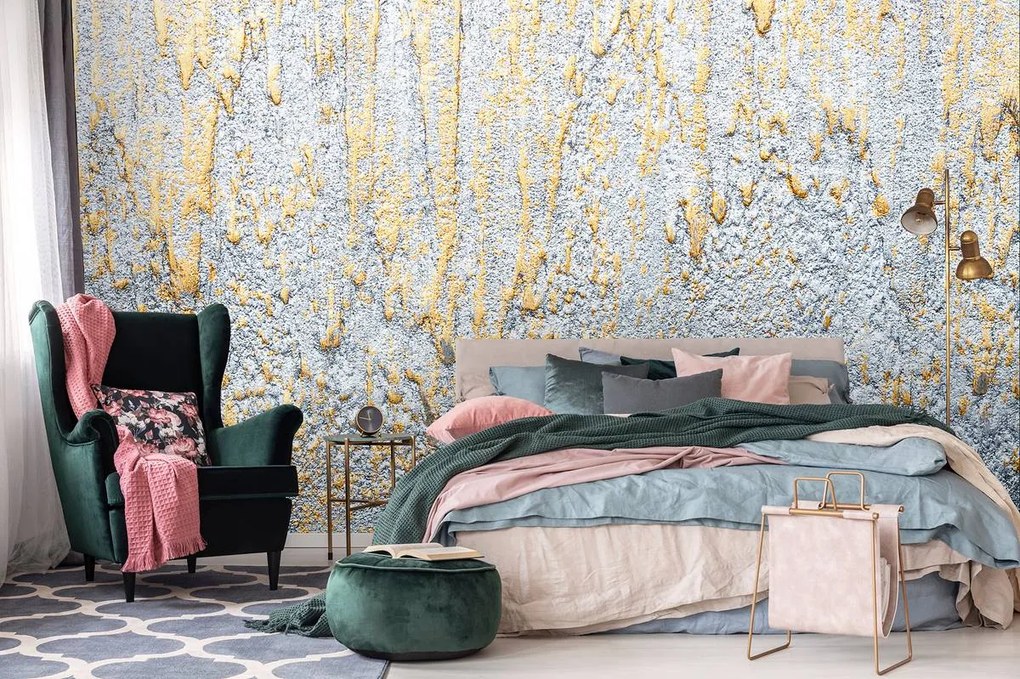 Fototapet - Tencuială aurie argintie (152,5x104 cm)