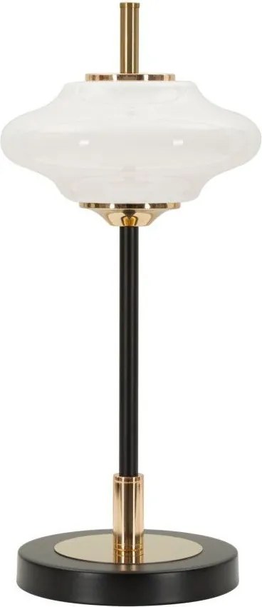 Veioză albă-neagră cu abajur din sticlă (înălțime 46 cm) Vintage – Mauro Ferretti