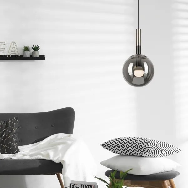 Lustră pe cablu ROLLO 1xE14/5W/230V crom mat/fumuriu