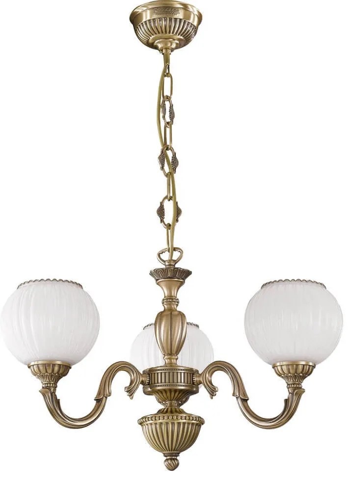 Candelabru clasic design italian din alama, sticla 9250 RA-L. 9250/3