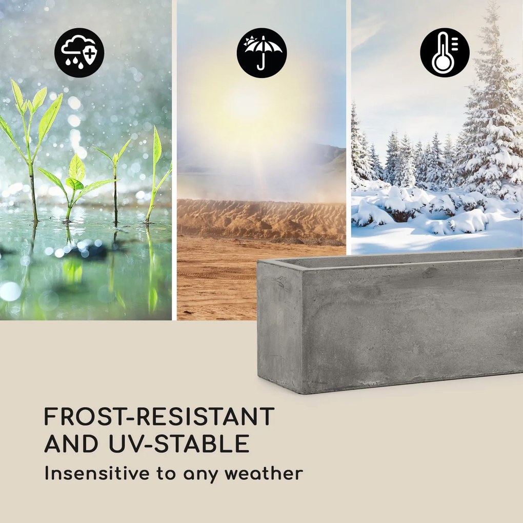 Solidflor, ghiveci 75 x 20 x 20 cm din fibră de sticlă interioar / exterioar gri deschis