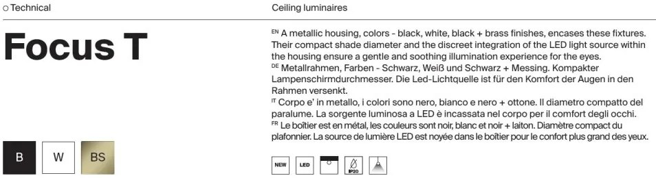 Spot LED incastrabil rotativ retractabil Focus T negru