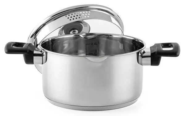 Cratiță Luigi Ferrero Sophia FR-3402, 18x10 cm, 2.3 l, Oțel 18/10, Capac din sticlă, Inducție, Inox