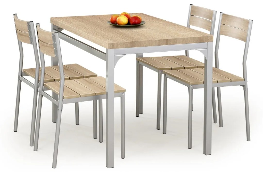 Set masa MDF + 4 scaune Malcolm stejar sonoma