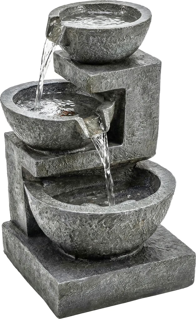 Outsunny Fântână în 3 trepte Fântână de grădină cu iluminare LED și pompă, aspect piatră, reglabilă 40 x 37 x 61 cm | Aosom Romania