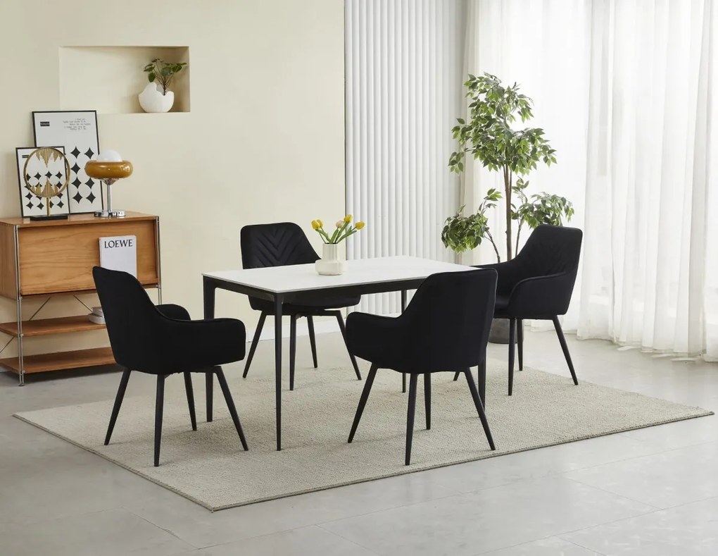 Scaun de masa rotativ NANA360 VELVET, negru