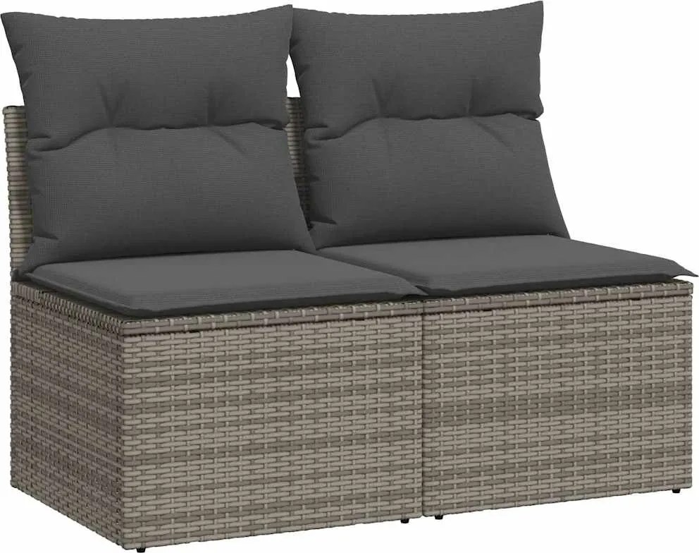 vidaXL Set mobilier grădină cu perne 2 piese gri poliratan/lemn acacia