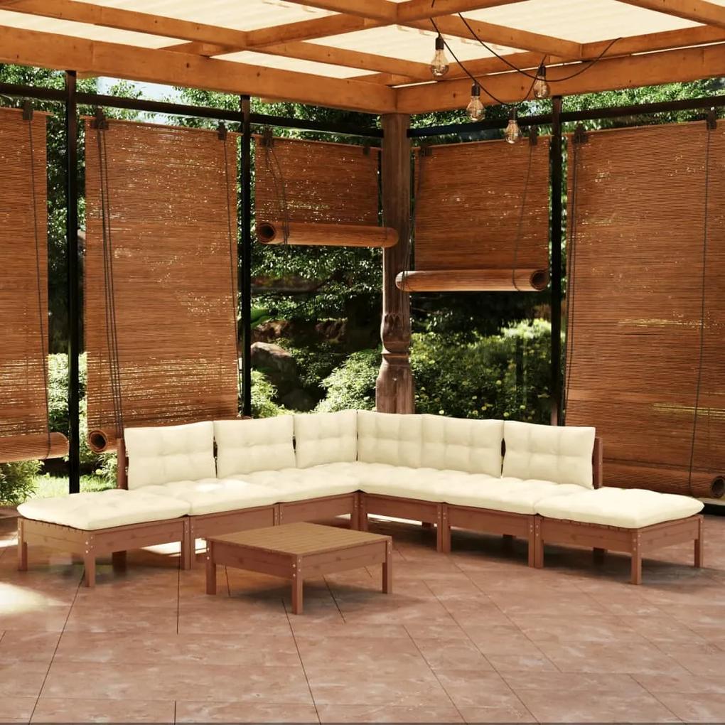 3096331 vidaXL Set mobilier grădină cu perne, 8 piese, maro miere, lemn de pin