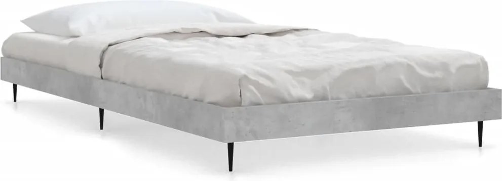 vidaXL Cadru de pat, gri beton, 90x190 cm, lemn prelucrat