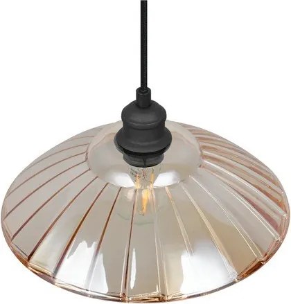 Lustră neagră/chihlimbar din metal cu abajur din sticlă ø 29,5 cm Eluna – Reality