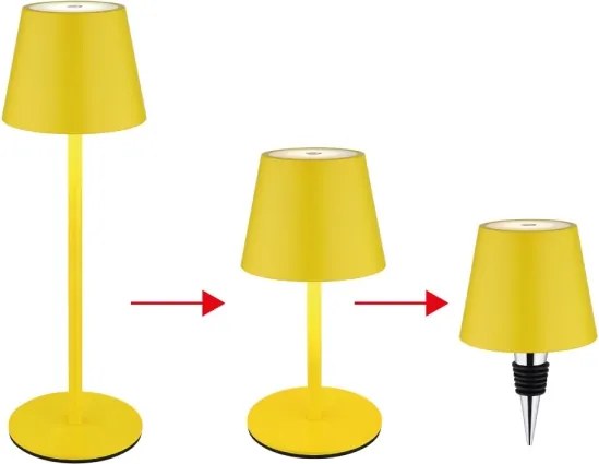 Globo 58488Y-LED Lampă de masă VANNIE, cu dimmer, tactilă, reîncărcabilă, pentru exterior, 3W/5V IP54 1800mAh, galbenă