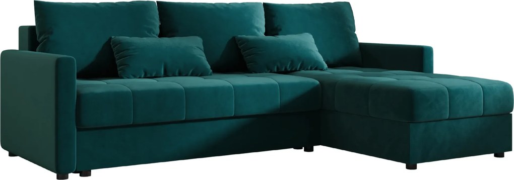 Coltar extensibil de colt VENORIA, petrol, reversibil, 220x143 cm + 2 perne GRATUIT