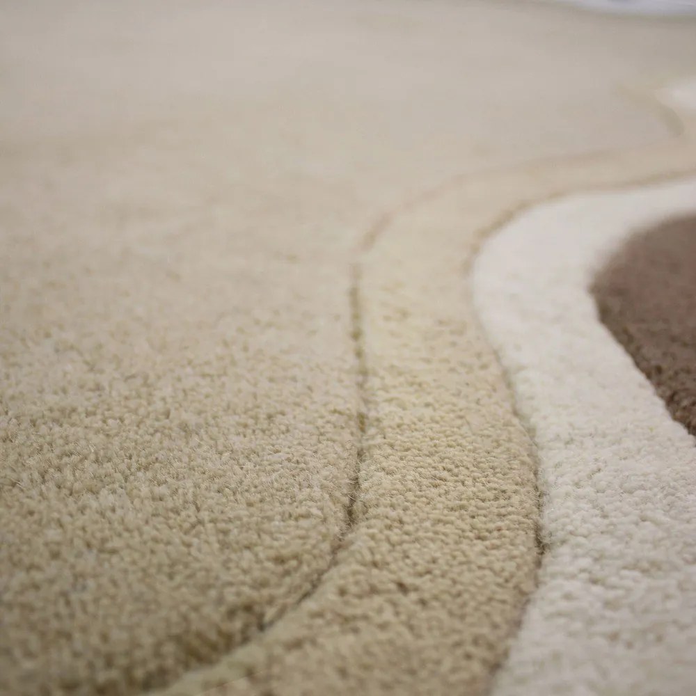 Covor în culoare naturală țesut manual rotund din lână ø 180 cm Leo Scallop – Flair Rugs