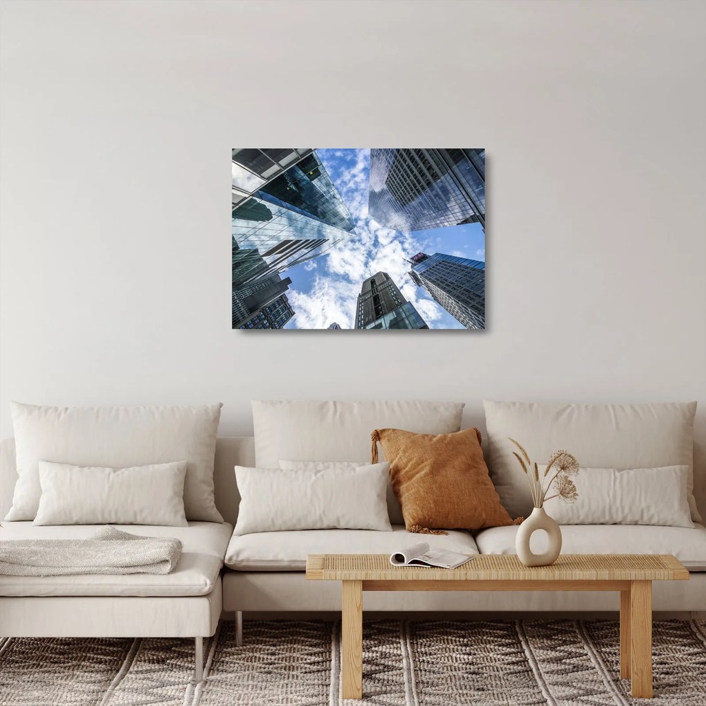 Tablou pe sticlă cu zgârie-norii (70x50 cm)