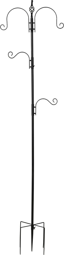 PawHut Hrănitor pentru păsări stație de hrănire decorativă pentru păsări stație de hrănire pentru păsări sălbatice cu 4 cârlige 54,5 x 54,5 x 208 cm negru | Aosom Romania