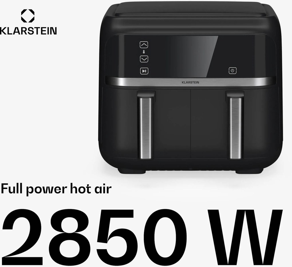 Klarstein Friteuză cu aer cald VitaFry Duo 7,6 litri 2 zone de gătit 6 programe