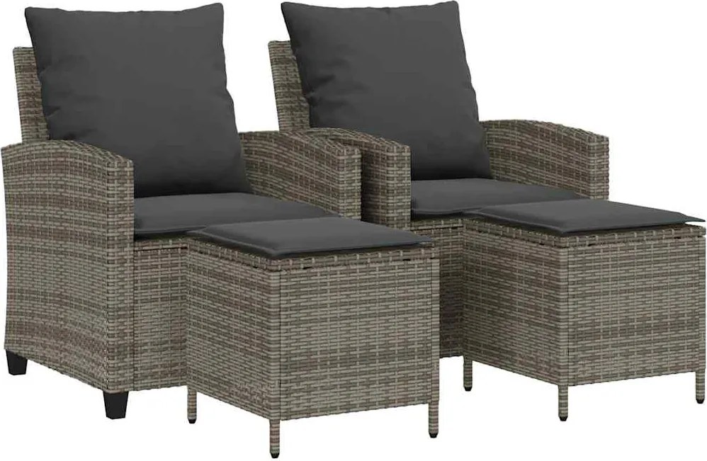 vidaXL Set canapea de grădină cu perne, 4 piese, gri, poliratan