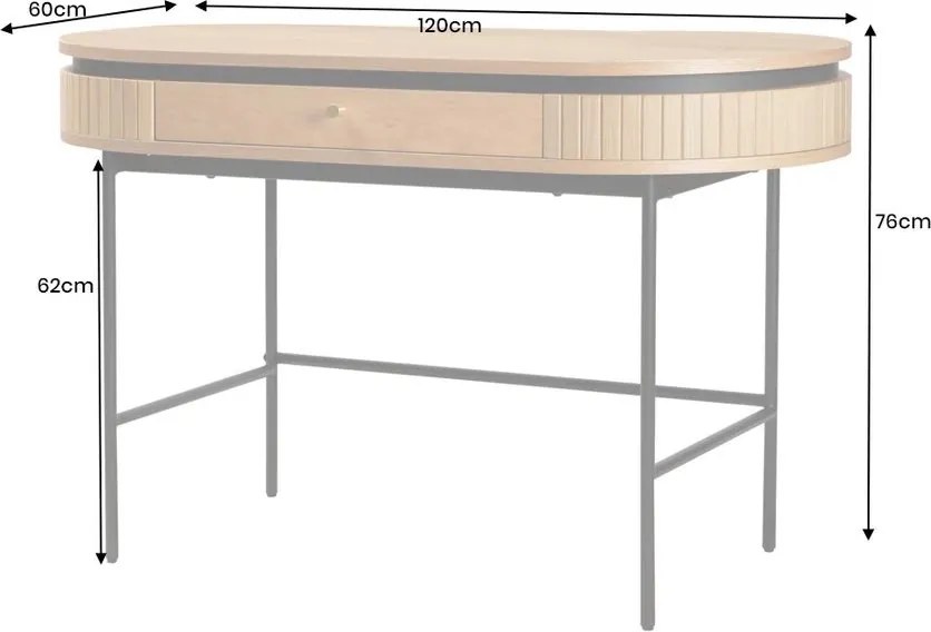 Birou cu furnir de stejar ATELIER 120cm