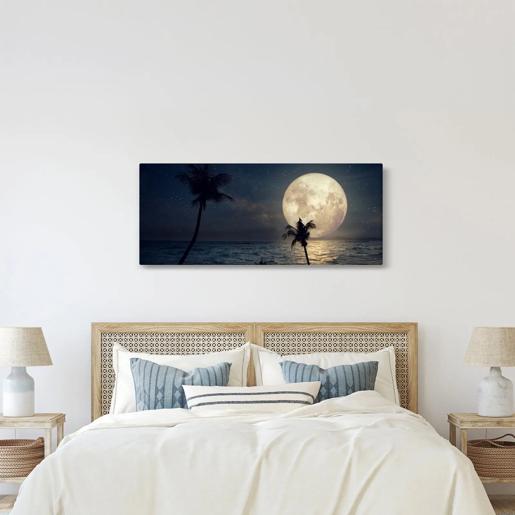 Tablou - Plajă cu lună plină (120x50 cm)