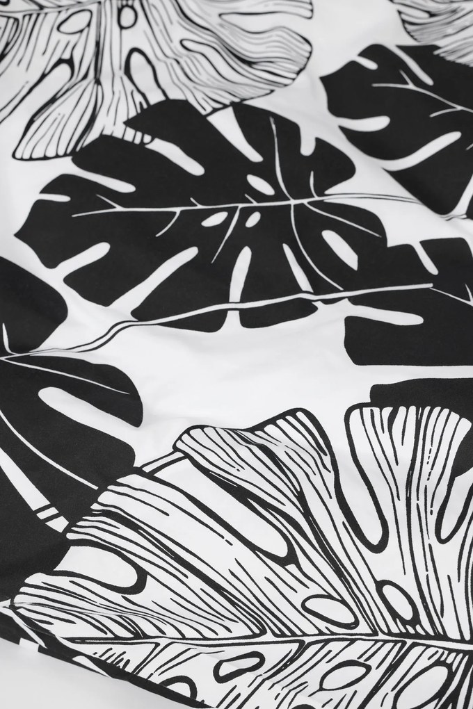 Lenjerie de pat din microfibră Harmony Monstera alb-negru 220x200 cm